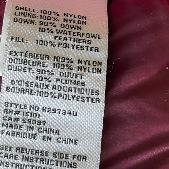 Kate Spade packable down coat jacket with hood in deep cherry pink red - Picture 4 of 7